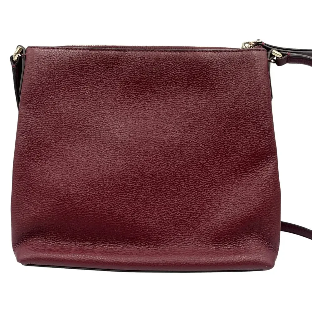 Kate Spade Crossbody Bag Jackson Top Zip Pebbled Leather Burgundy